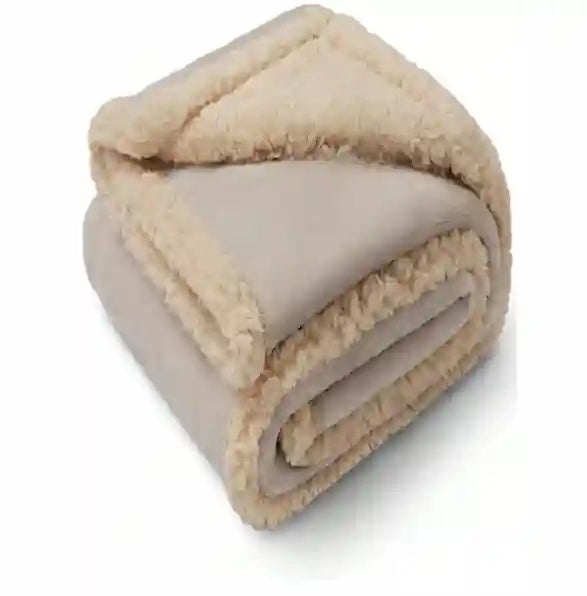Reversible sherpa and fleece pet blanket for large dogs — beige, by Red Dirt Dogs Australia