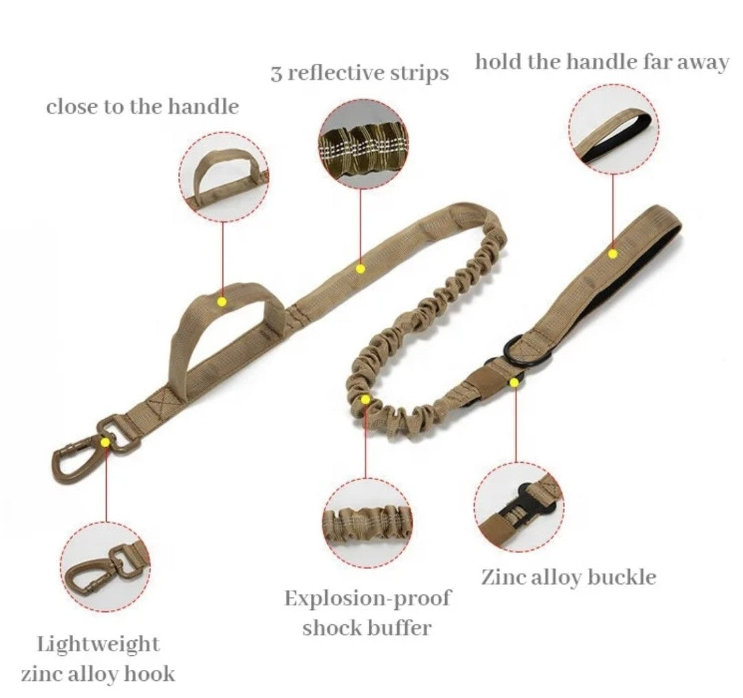 Tactical Dog Collar & Leash Bundle – Tan, Cobra-Style Buckle, M/L/XL | Red Dirt Dogs