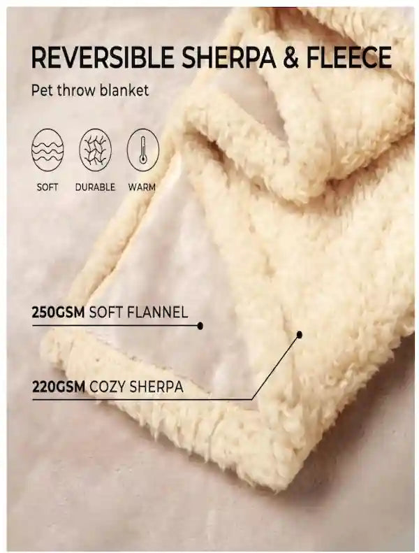 Reversible sherpa and fleece pet blanket for large dogs — beige, by Red Dirt Dogs Australia